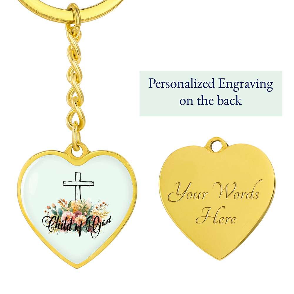 Child Of God - Graphic Heart Keychain - Gift for Her
