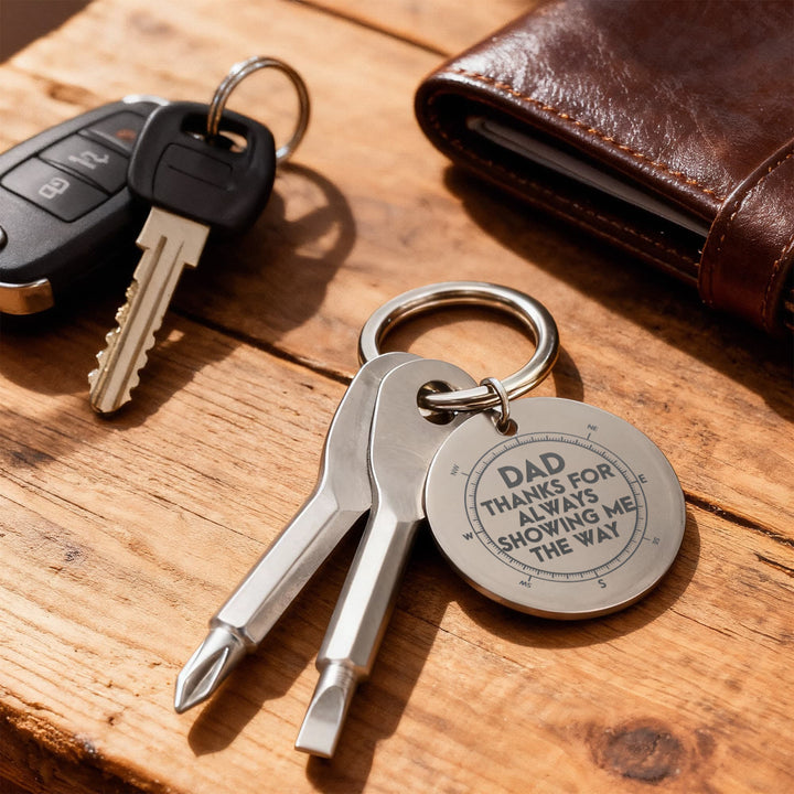 Dad, Thanks For Always Showing Me The Way Screwdriver Keychain – Gift for Dad