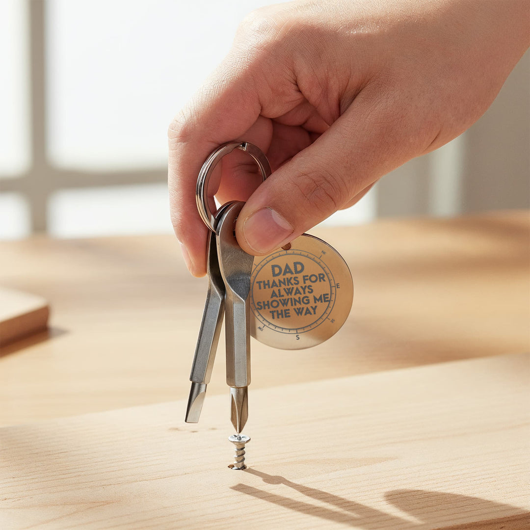 Dad, Thanks For Always Showing Me The Way Screwdriver Keychain – Gift for Dad