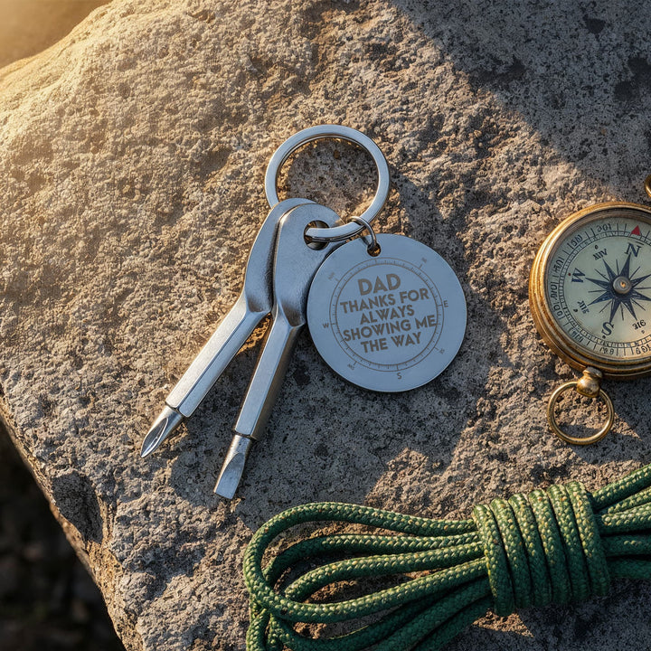 Dad, Thanks For Always Showing Me The Way Screwdriver Keychain – Gift for Dad
