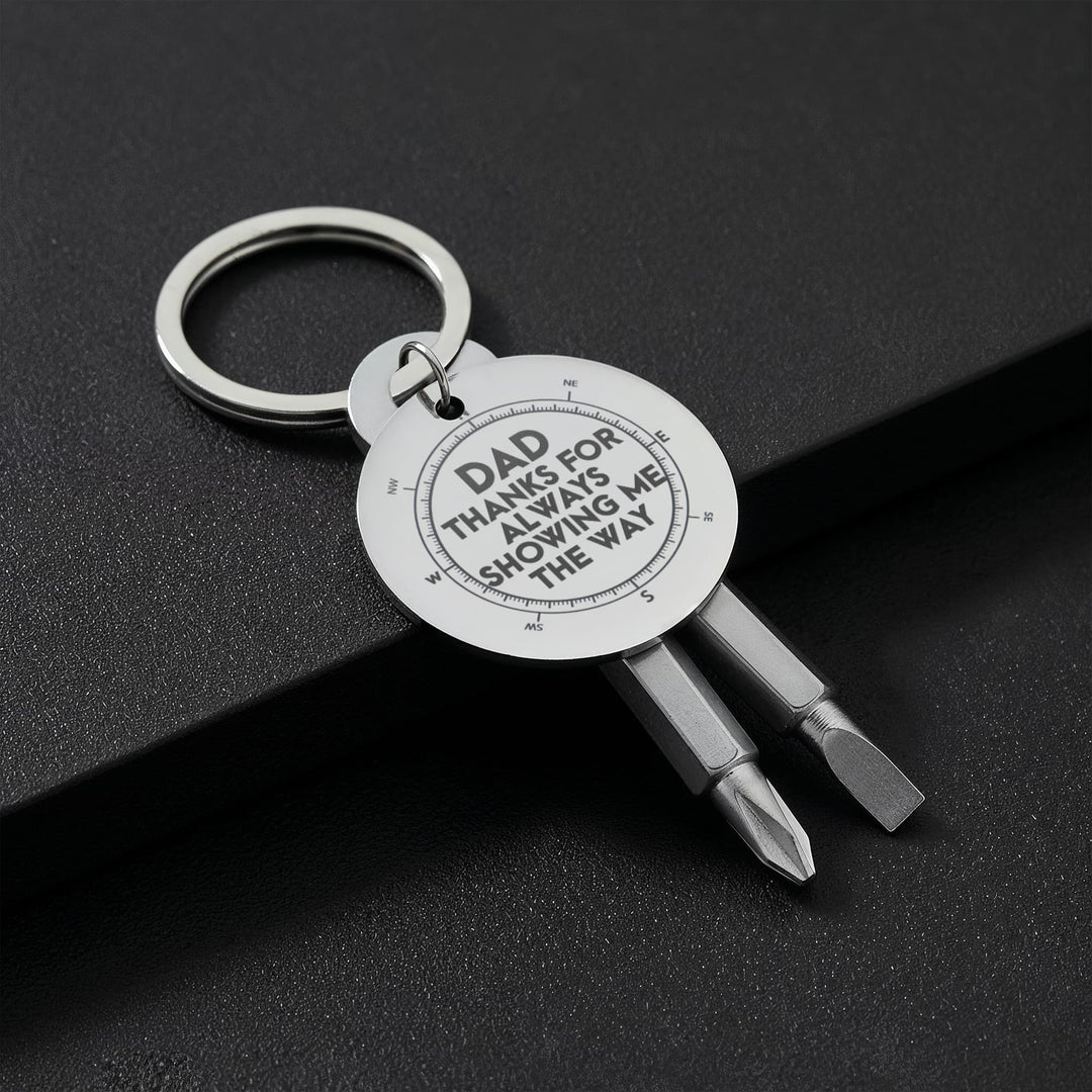 Dad, Thanks For Always Showing Me The Way Screwdriver Keychain – Gift for Dad