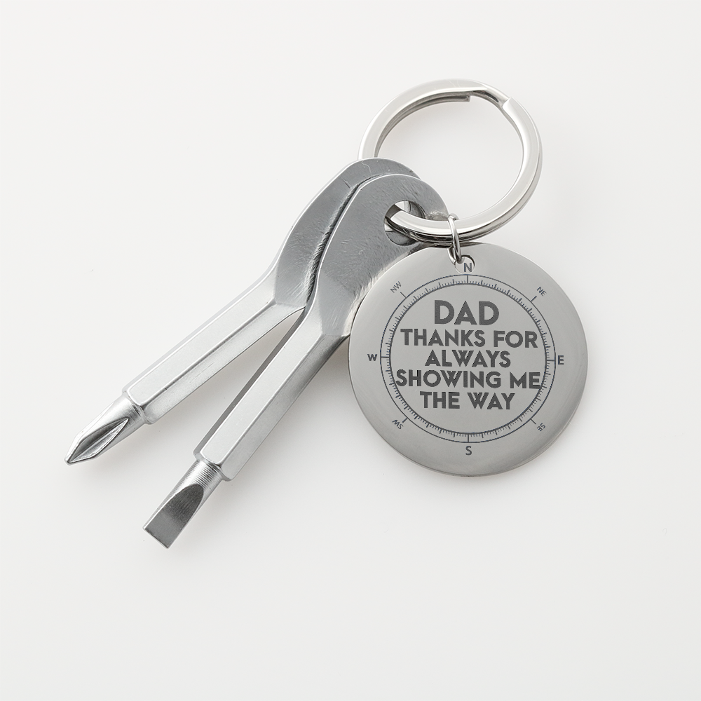 Dad, Thanks For Always Showing Me The Way Screwdriver Keychain – Gift for Dad