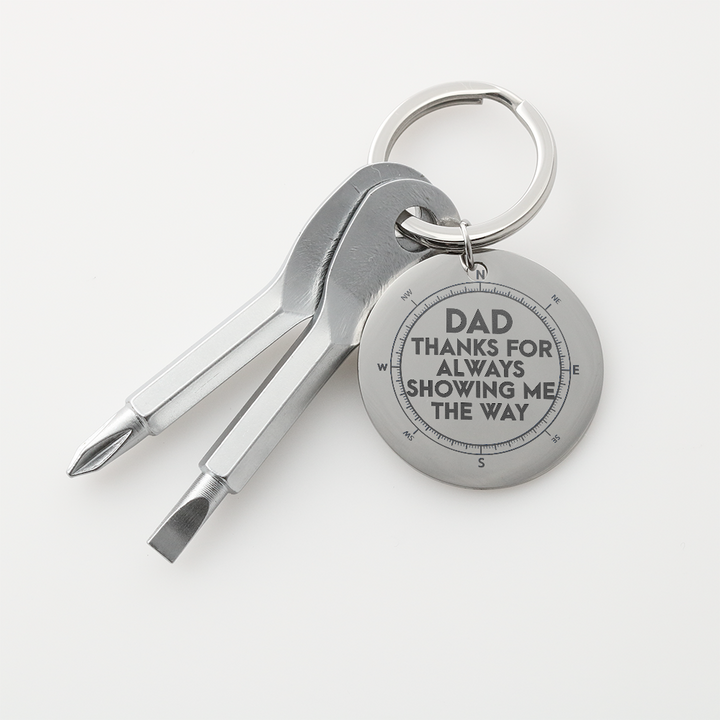 Dad, Thanks For Always Showing Me The Way Screwdriver Keychain – Gift for Dad