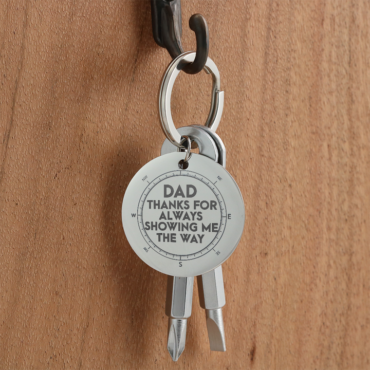 Dad, Thanks For Always Showing Me The Way Screwdriver Keychain – Gift for Dad