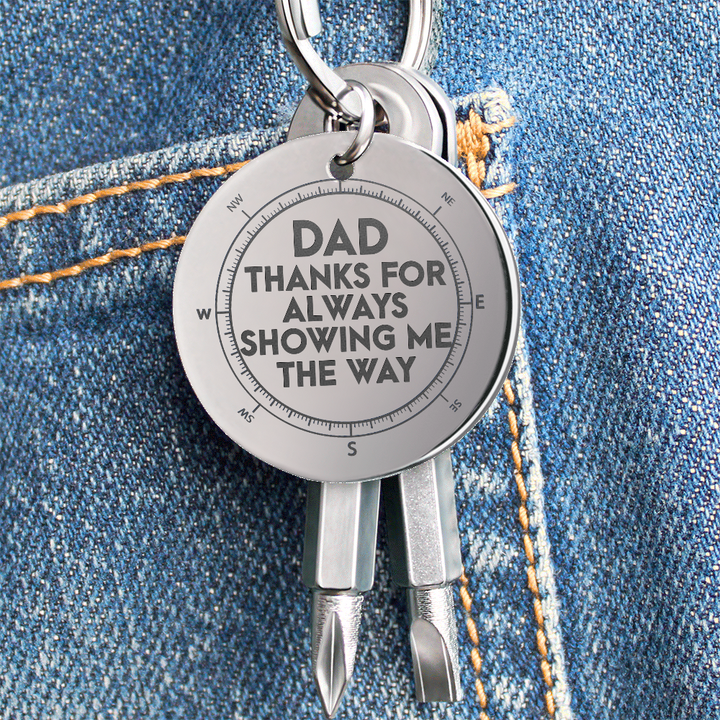 Dad, Thanks For Always Showing Me The Way Screwdriver Keychain – Gift for Dad