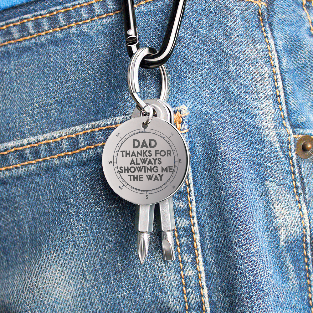 Dad, Thanks For Always Showing Me The Way Screwdriver Keychain – Gift for Dad
