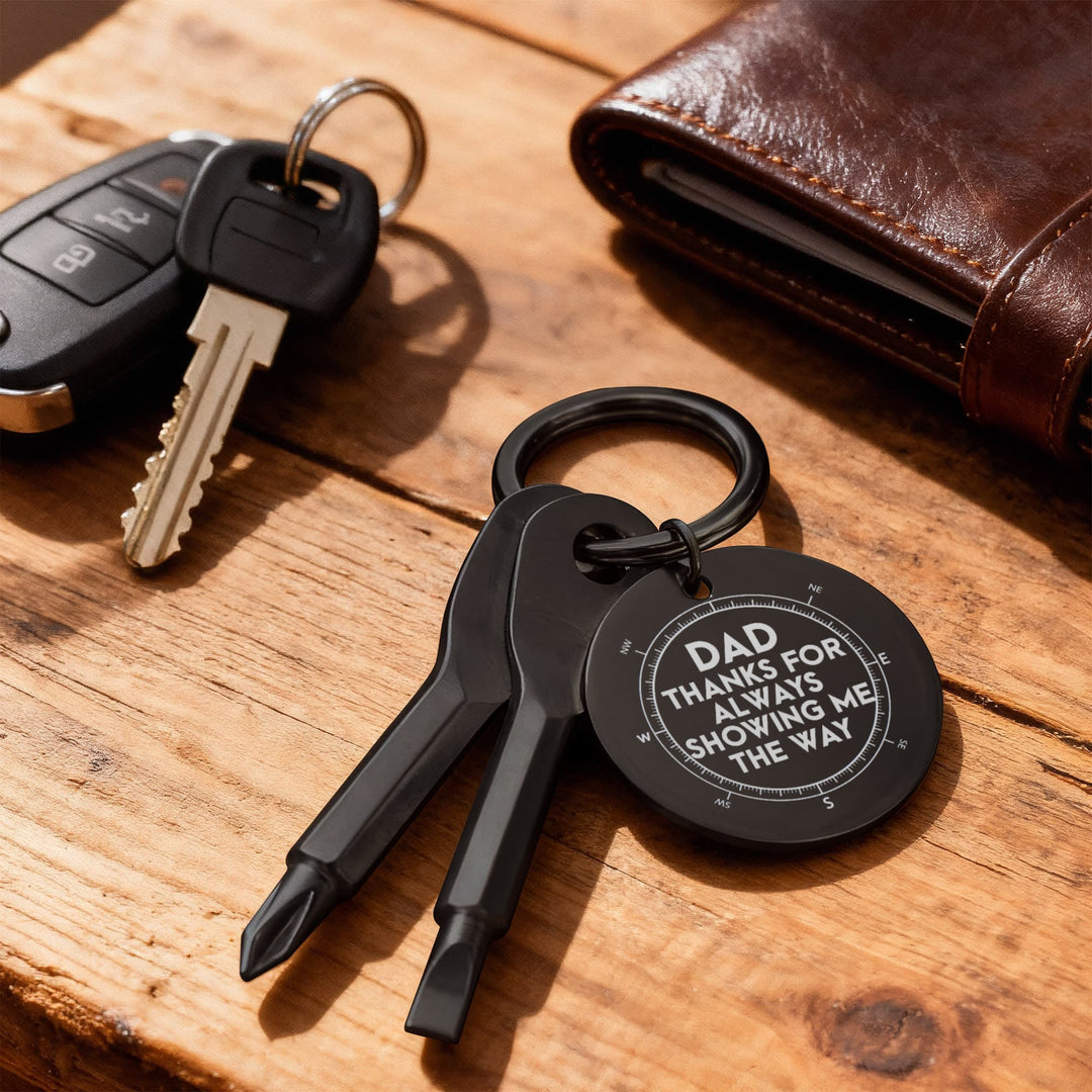 Dad, Thanks For Always Showing Me The Way Screwdriver Keychain – Gift for Dad