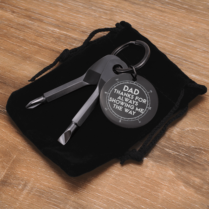 Dad, Thanks For Always Showing Me The Way Screwdriver Keychain – Gift for Dad