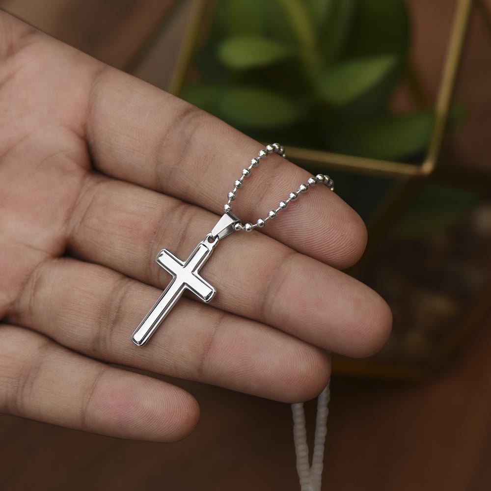 Faith Cross Ball Chain Necklace – Gift for Him