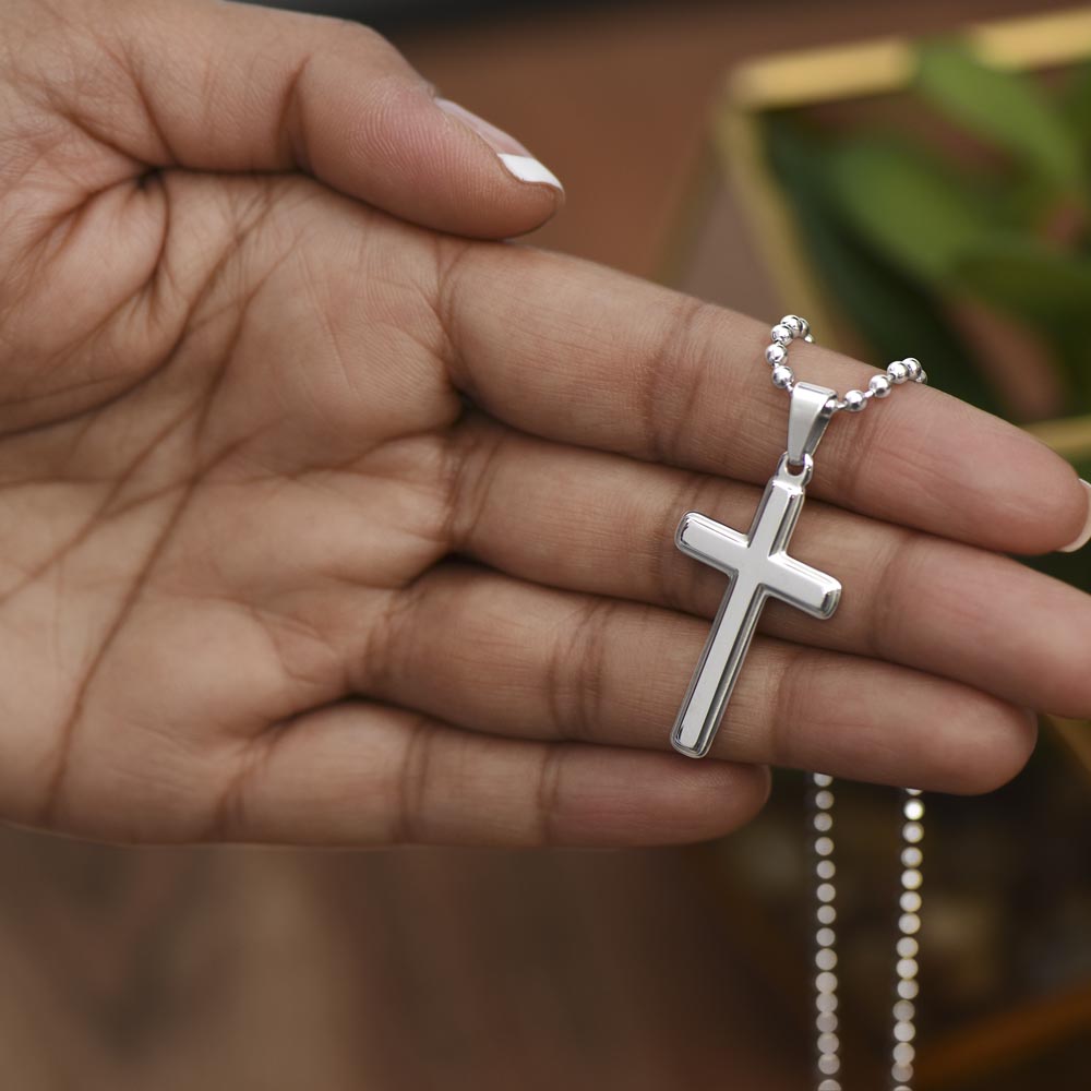 Faith Cross Ball Chain Necklace – Gift for Him