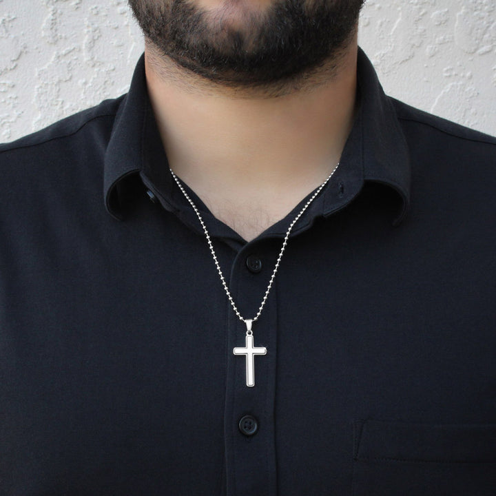 Faith Cross Ball Chain Necklace – Gift for Him
