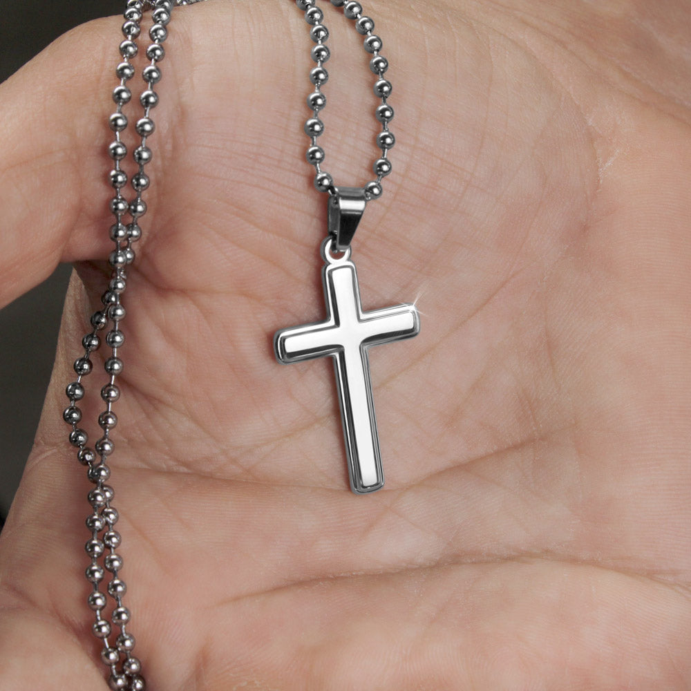 Faith Cross Ball Chain Necklace – Gift for Him