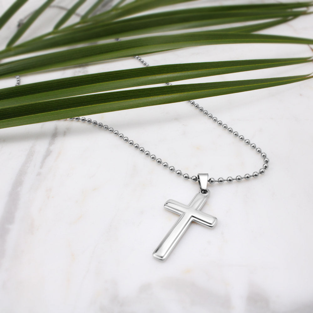 Faith Cross Ball Chain Necklace – Gift for Him