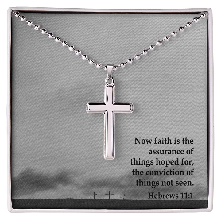Faith Cross Ball Chain Necklace – Gift for Him
