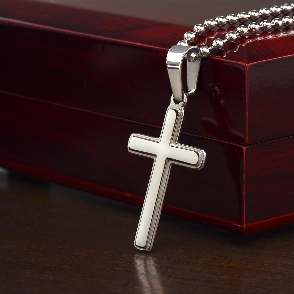 Faith Cross Ball Chain Necklace – Gift for Him