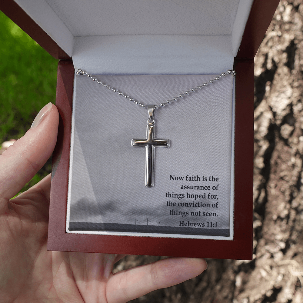Faith Cross Ball Chain Necklace – Gift for Him