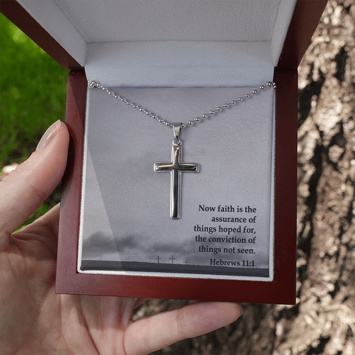 Faith Cross Ball Chain Necklace – Gift for Him