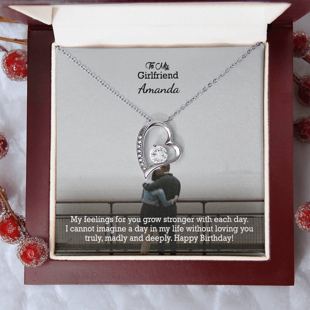 To My Girlfriend, My Feelings For You Grow Stronger With Each Day - Happy Birthday - Forever Love Necklace - Gift for Girlfriend