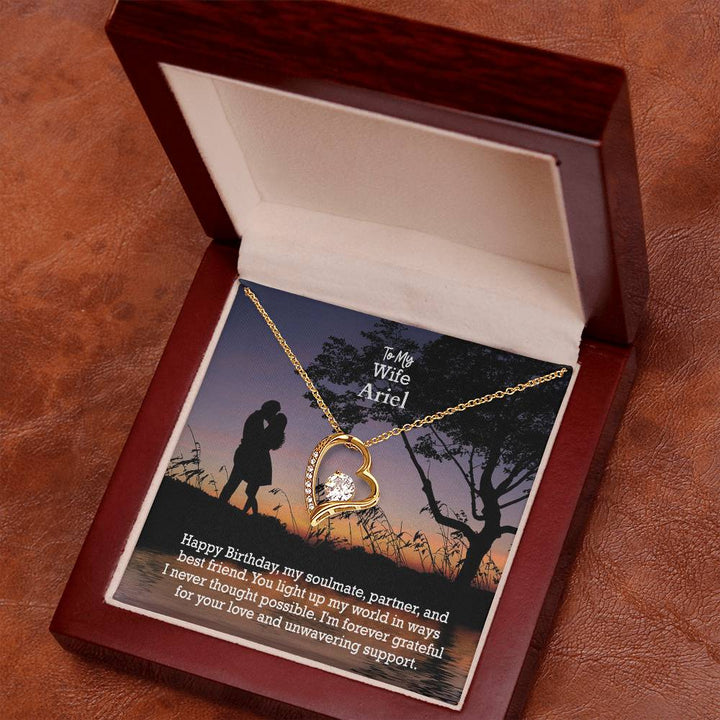 To My Wife, Happy Birthday, My Soulmate, Partner &amp; Best Friend - Forever Love Necklace - Gift for Wife