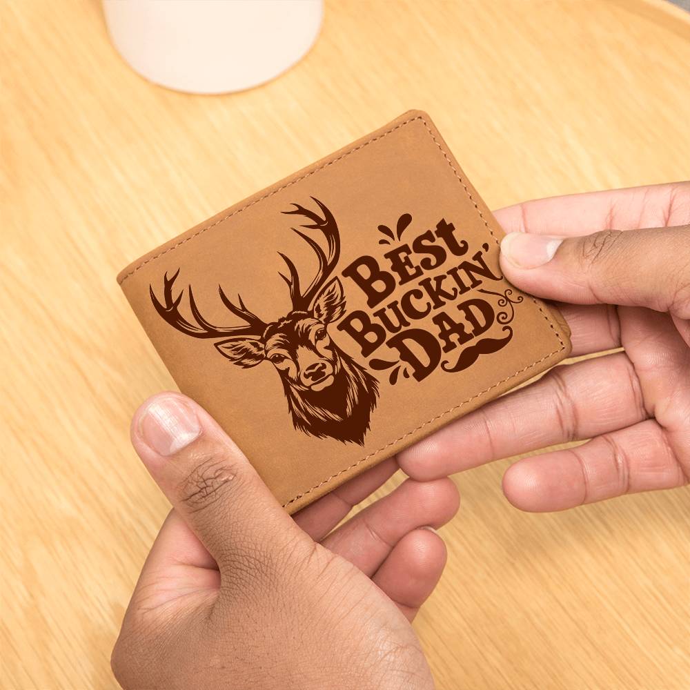 Best Buckin Dad - Graphic Leather Wallet - Gift for Dad