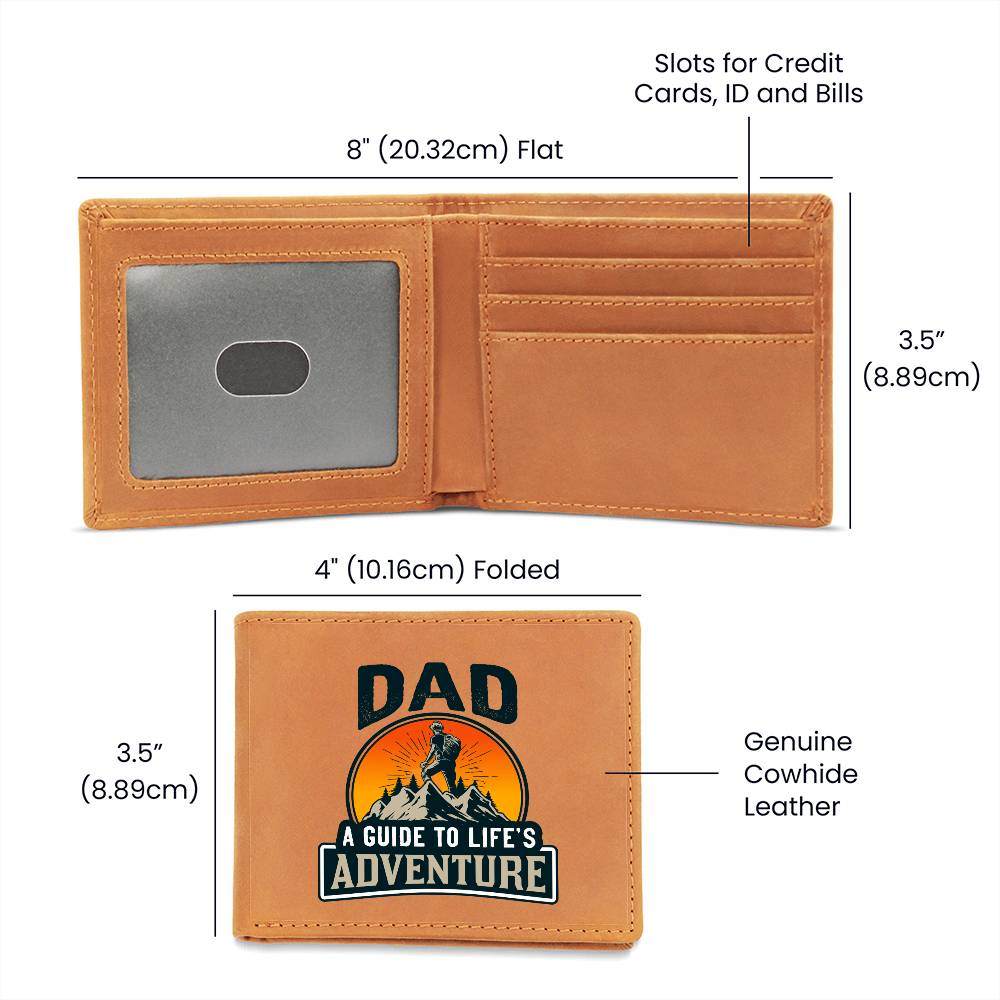 A Guide To Life's Adventure - Graphic Leather Wallet - Gift for Dad