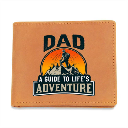 A Guide To Life's Adventure - Graphic Leather Wallet - Gift for Dad