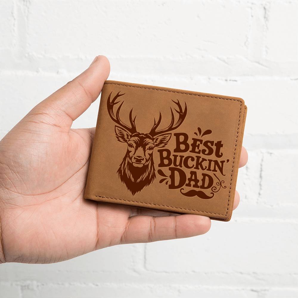 Best Buckin Dad - Graphic Leather Wallet - Gift for Dad