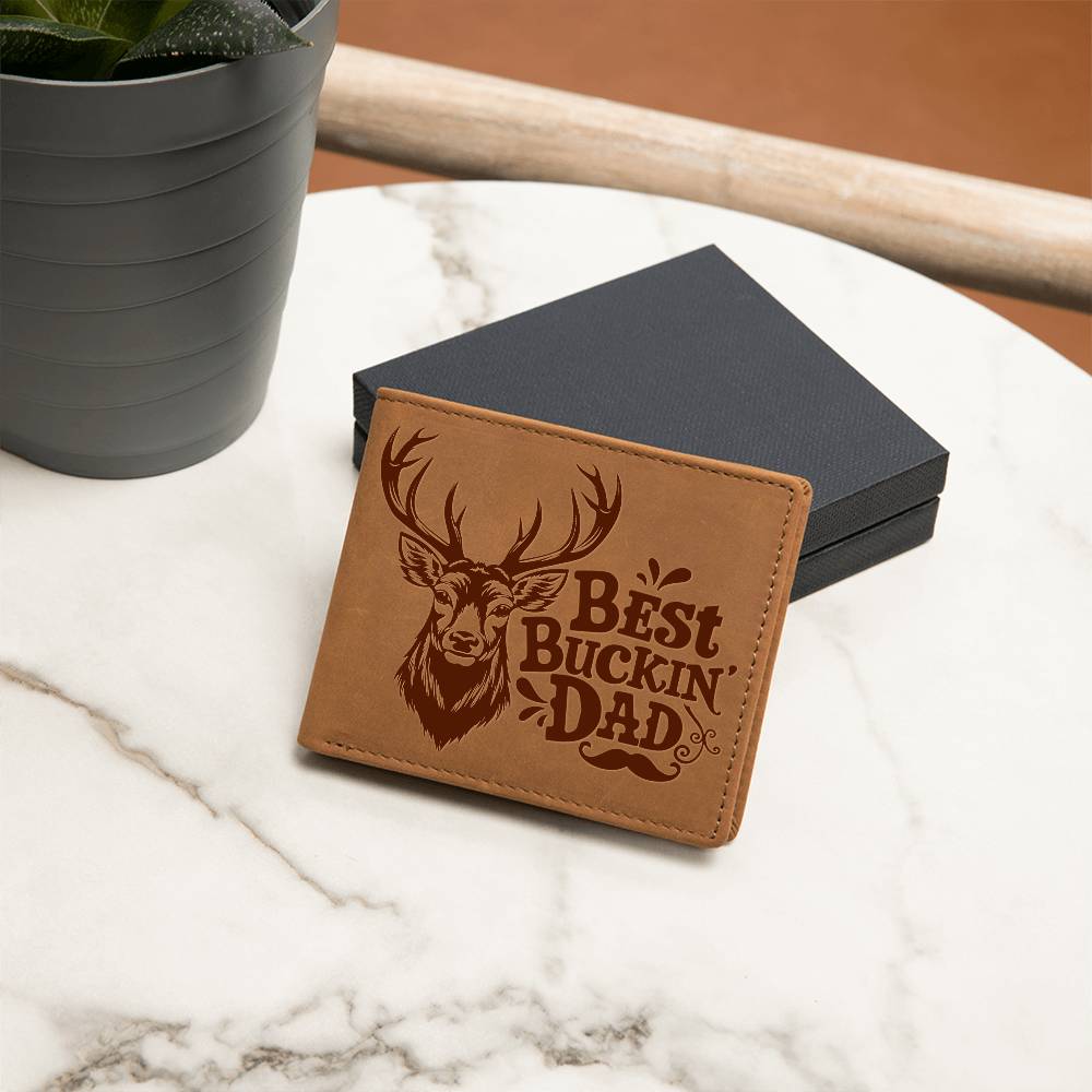 Best Buckin Dad - Graphic Leather Wallet - Gift for Dad