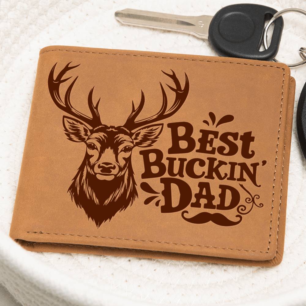 Best Buckin Dad - Graphic Leather Wallet - Gift for Dad