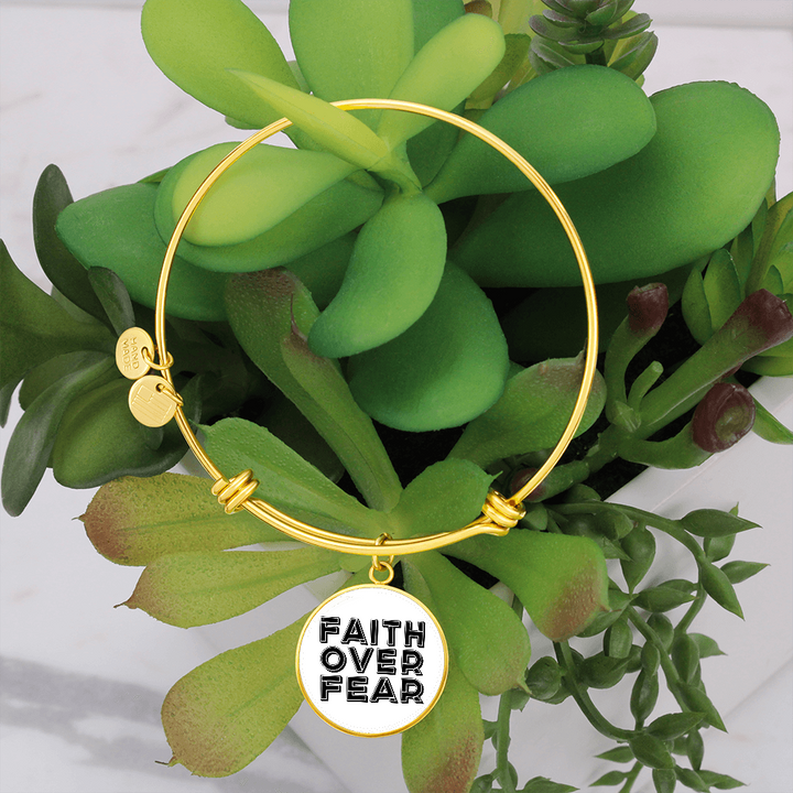 Faith Over Fear (Black) – Luxury Circle Bangle – Gift for Her - Gift for Him
