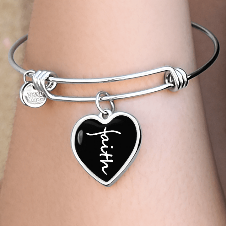 Faith (White) – Luxury Heart Bangle – Gift for Her
