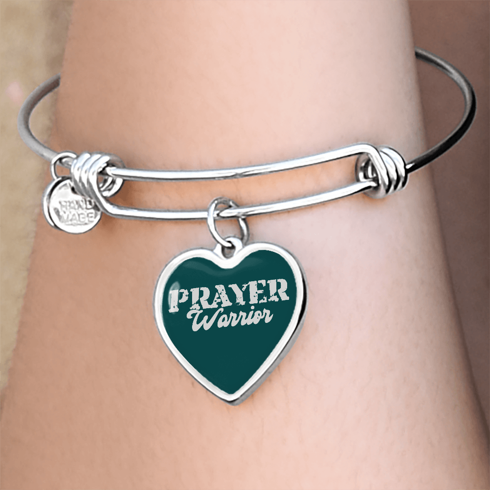 Prayer Warrior - Non-Message Card Luxury Heart Bangle - Gift for Her - Gift for Him