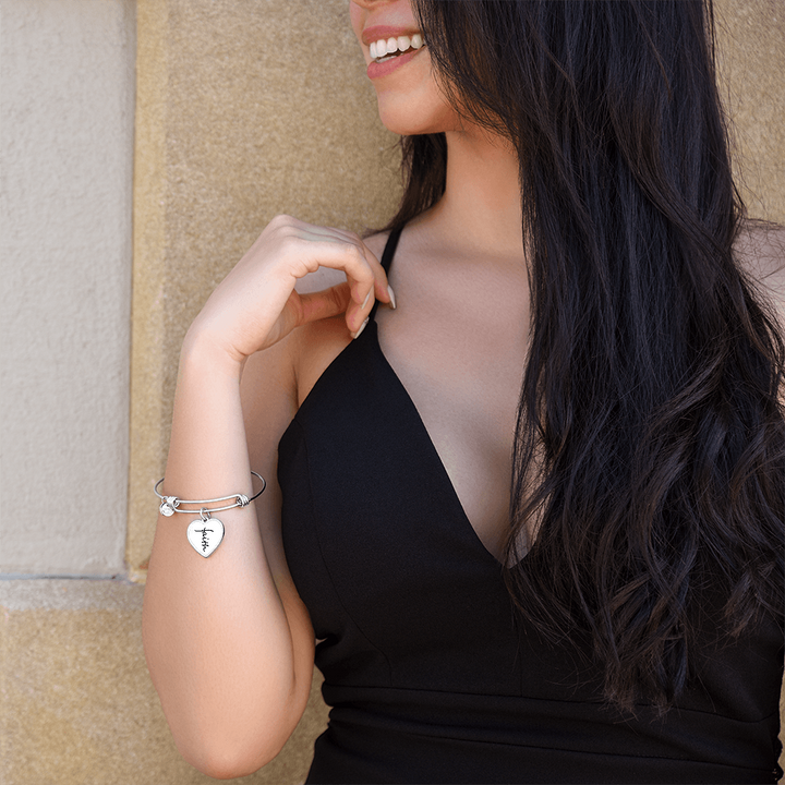Faith (Black) – Luxury Heart Bangle – Gift for Her