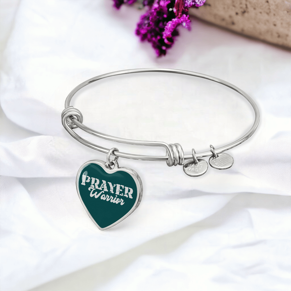 Prayer Warrior - Non-Message Card Luxury Heart Bangle - Gift for Her - Gift for Him