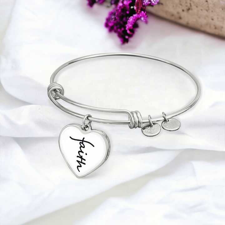 Faith (Black) – Luxury Heart Bangle – Gift for Her