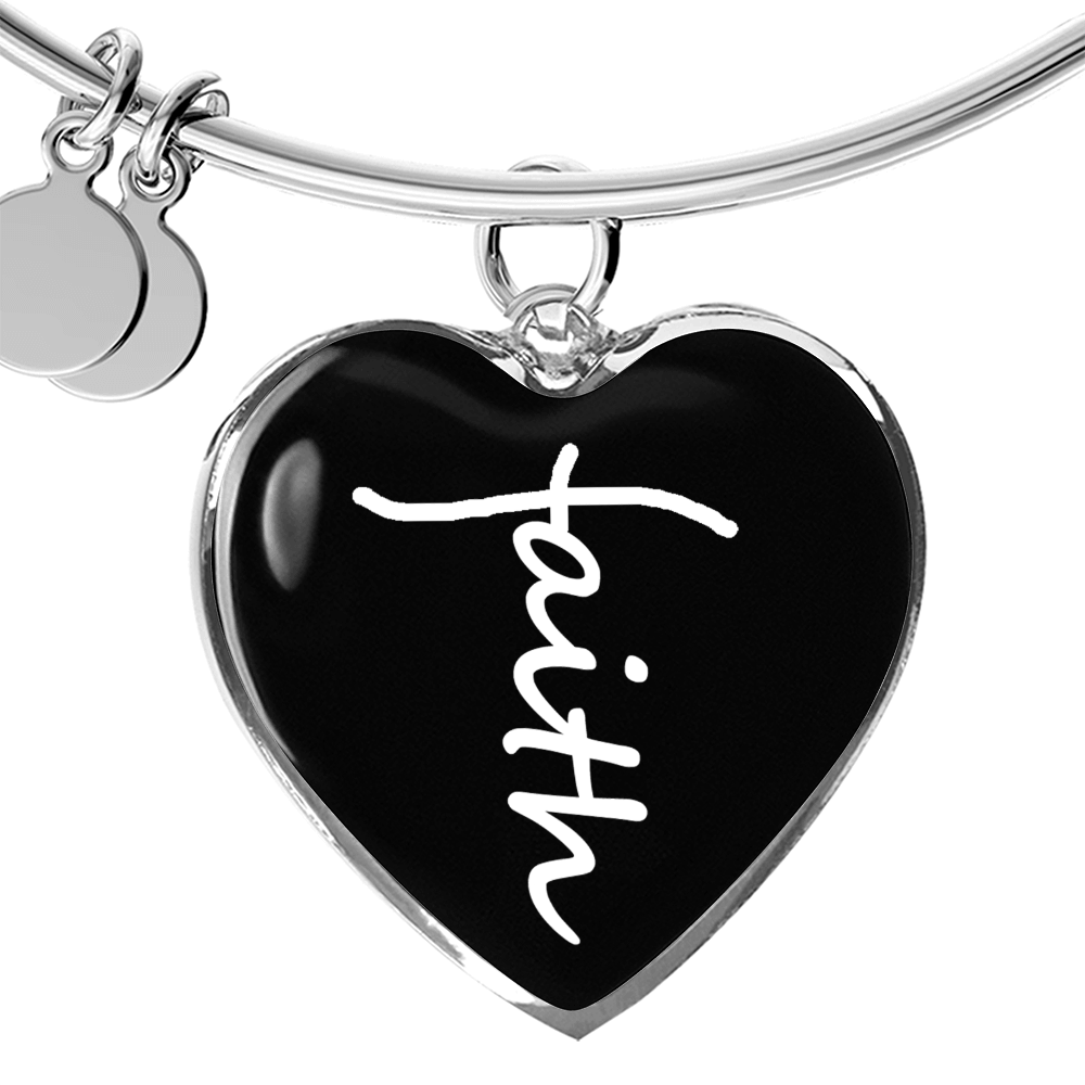 Faith (White) - Non-Message Card Luxury Heart Bangle - Gift for Her
