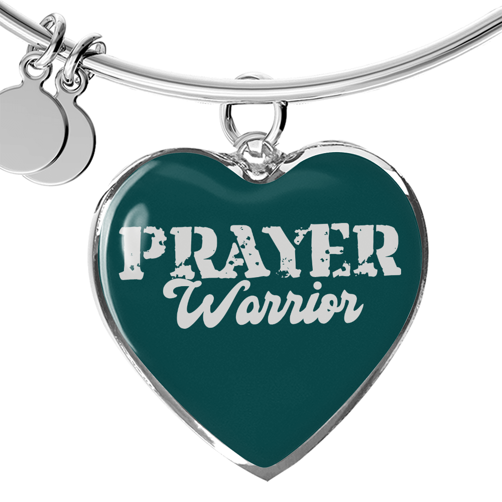 Prayer Warrior - Non-Message Card Luxury Heart Bangle - Gift for Her - Gift for Him