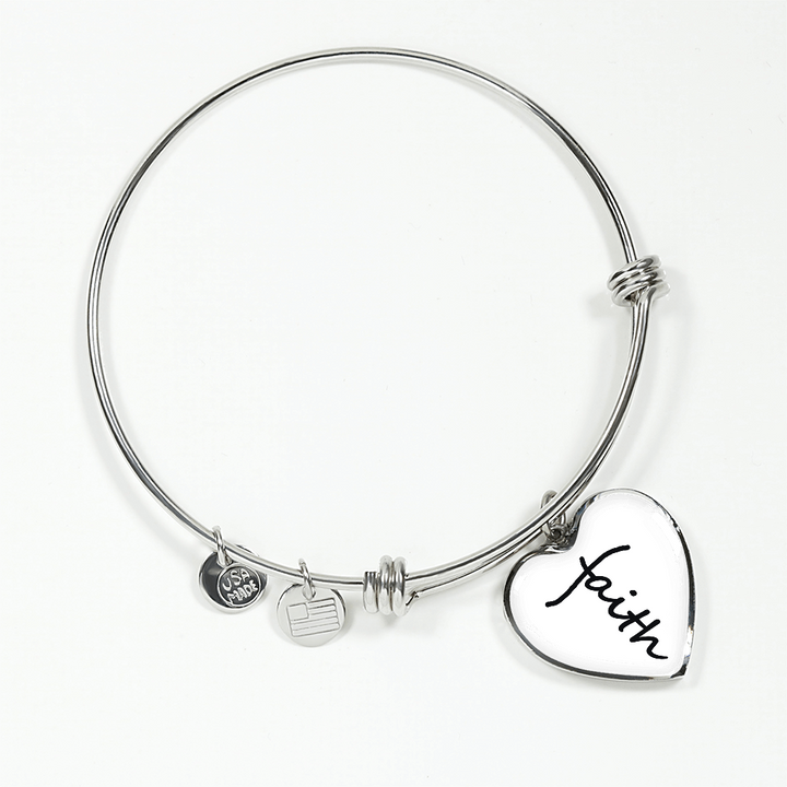 Faith (Black) – Luxury Heart Bangle – Gift for Her