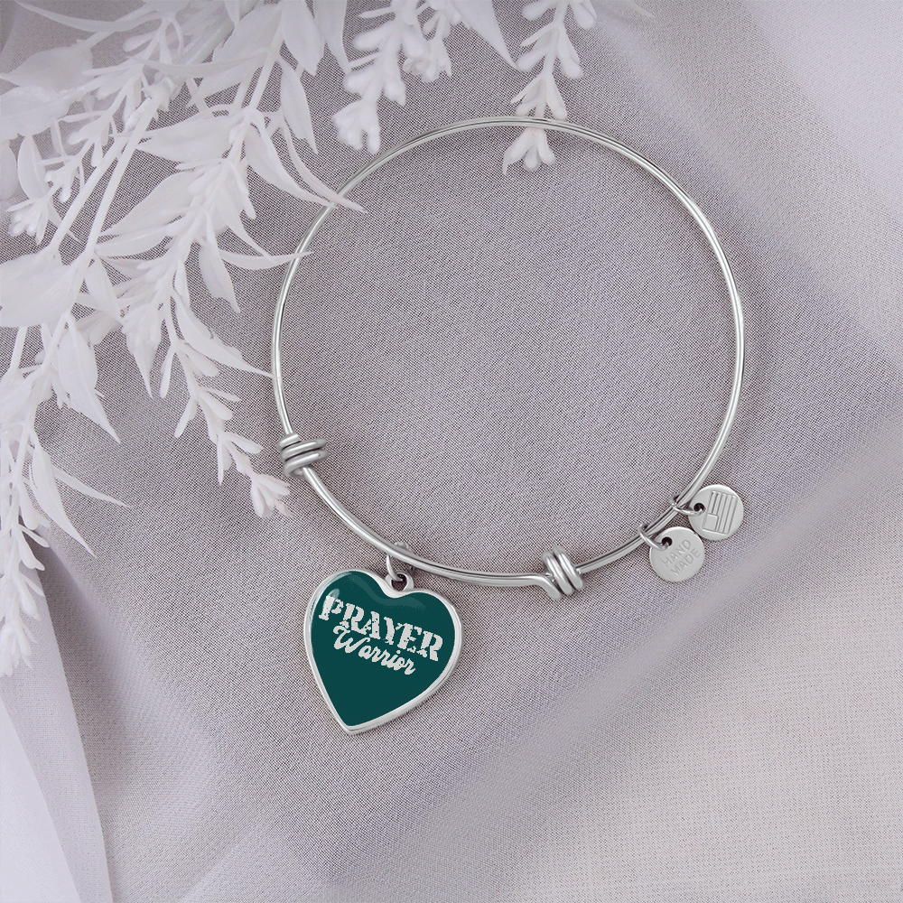 Prayer Warrior - Non-Message Card Luxury Heart Bangle - Gift for Her - Gift for Him