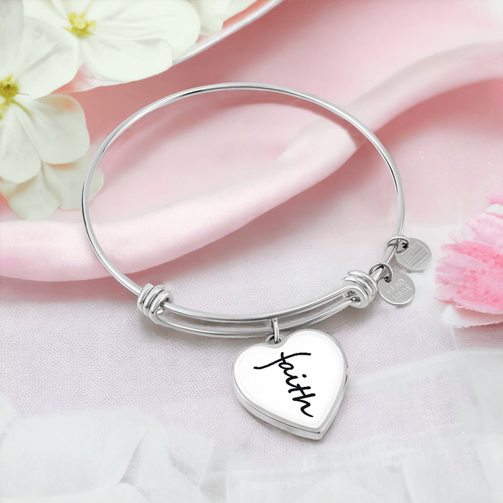 Faith (Black) – Luxury Heart Bangle – Gift for Her