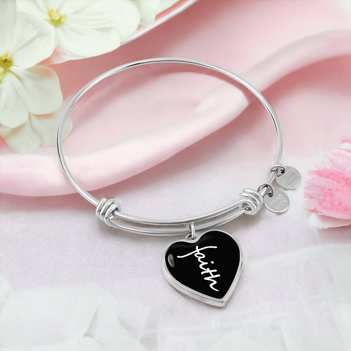 Faith (White) – Luxury Heart Bangle – Gift for Her
