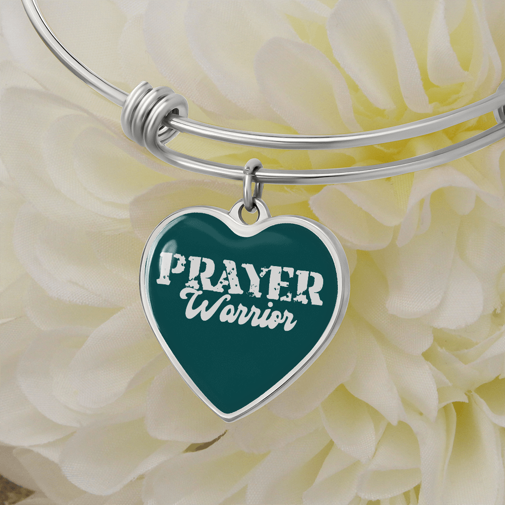Prayer Warrior - Non-Message Card Luxury Heart Bangle - Gift for Her - Gift for Him