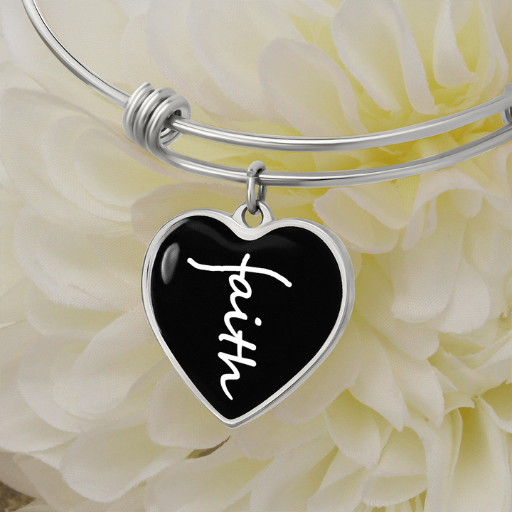 Faith (White) – Luxury Heart Bangle – Gift for Her