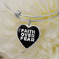 Faith Over Fear (White) - Non-Message Card Luxury Heart Bangle - Gift for Her - Gift for Him