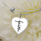 Faith (Black) - Non-Message Card Luxury Heart Bangle - Gift for Her