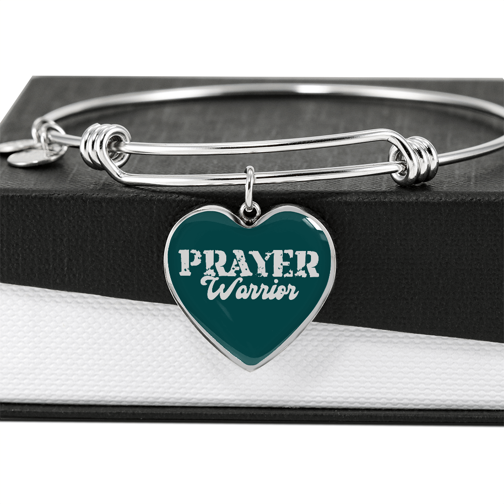 Prayer Warrior - Non-Message Card Luxury Heart Bangle - Gift for Her - Gift for Him