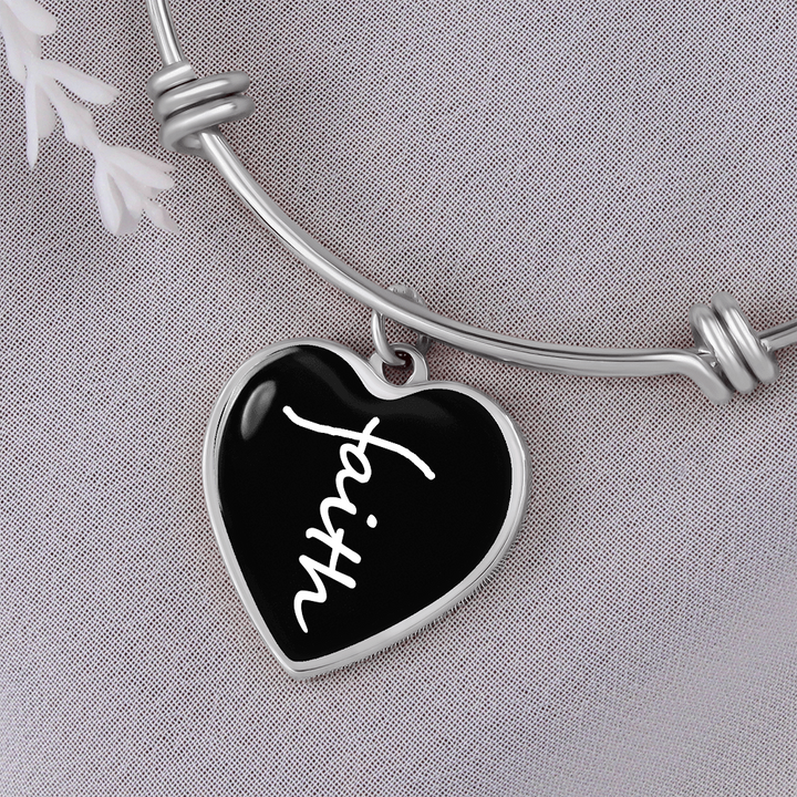 Faith (White) – Luxury Heart Bangle – Gift for Her