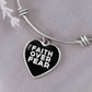Faith Over Fear (White) - Non-Message Card Luxury Heart Bangle - Gift for Her - Gift for Him