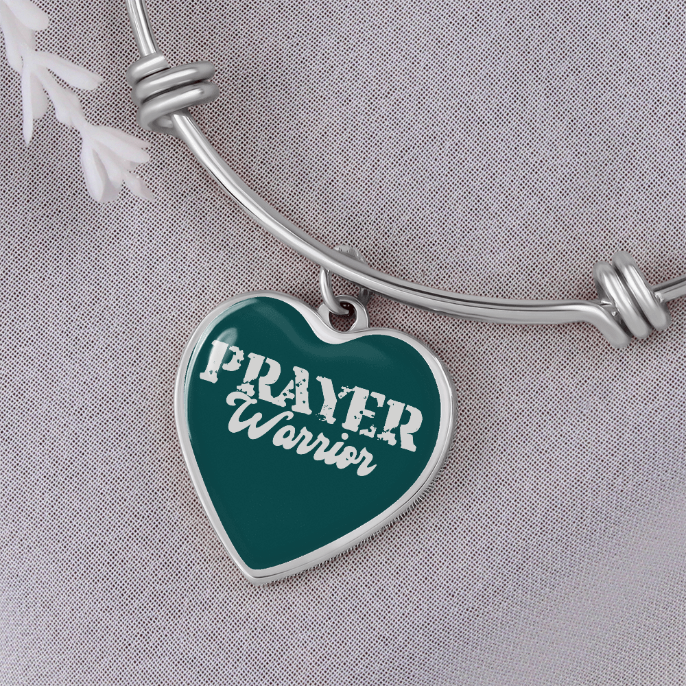 Prayer Warrior - Non-Message Card Luxury Heart Bangle - Gift for Her - Gift for Him