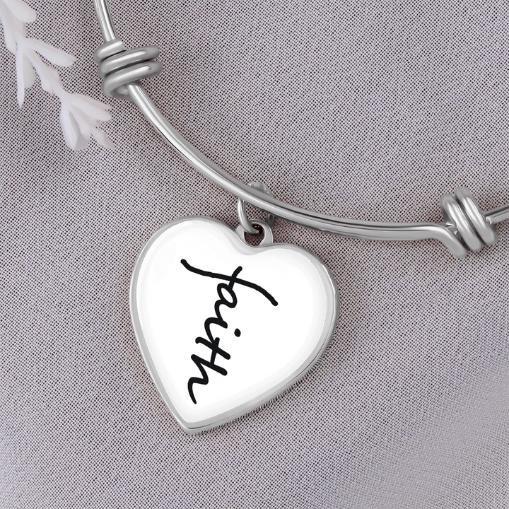 Faith (Black) – Luxury Heart Bangle – Gift for Her